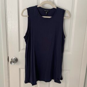 Eileen Fisher round neck navy tunic tank size M